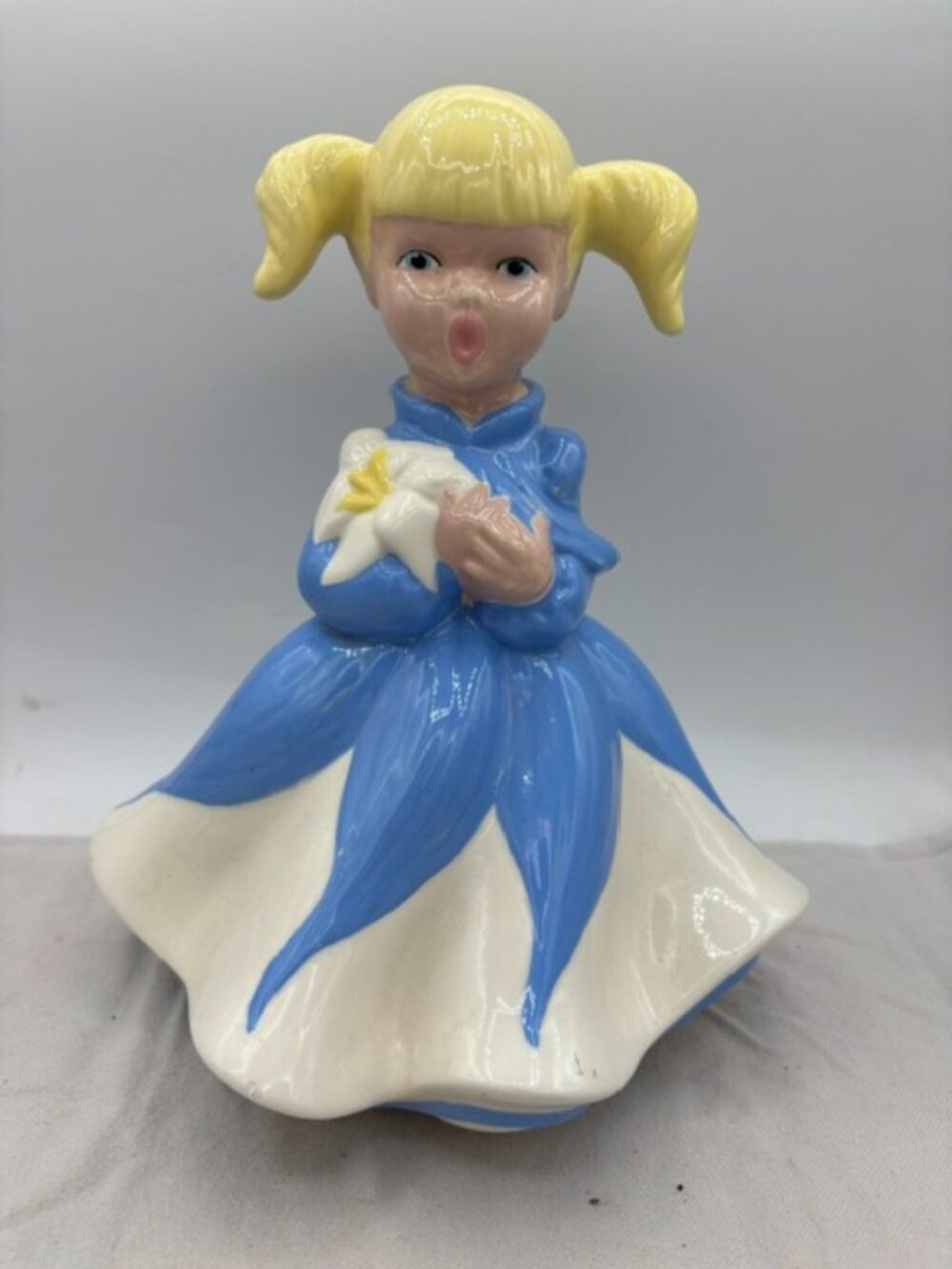 Large 11" Vintage Ceramic Girl In Dress Figurine